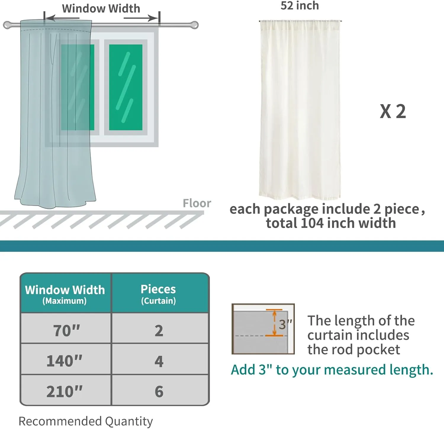 BGment Beige Linen Curtains 84 Inch Length for Living Room - Cream Semi Sheer Drapes Light Filtering with Rod Pocket for Bedroom Dining Country Lightweight, 2 Panels, Each Panel 52 Inch Wide
