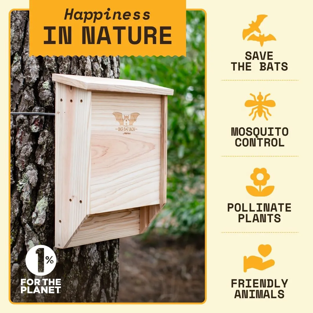 BIGBATBOX Wooden Outdoor Bat House Kit - Clean Your Backyard from Mosquitoes - Proven Design Guaranteed to Attract Bats