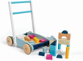 Bigjigs Toys FSC® Certified Wooden Baby Walker - Sustainable Wooden Walkers for Babies, Includes Building Blocks, Baby Walkers for 1 Year Olds, Push Along Toys
