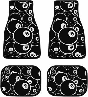 Billiards Pool 8 Ball Car Carpet Floor Mat Set of 4 Waterproof Anti-Slip Rubber Backing Mat Decorative Universal Fit for Auto Vans Truck Floor Liner Car Accessories