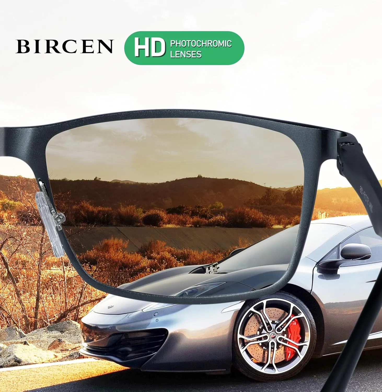 BIRCEN Mens Sunglasses Polarized UV Protection: Classic Shades for Men Driving Fishing with Al-Mg Metal Frame