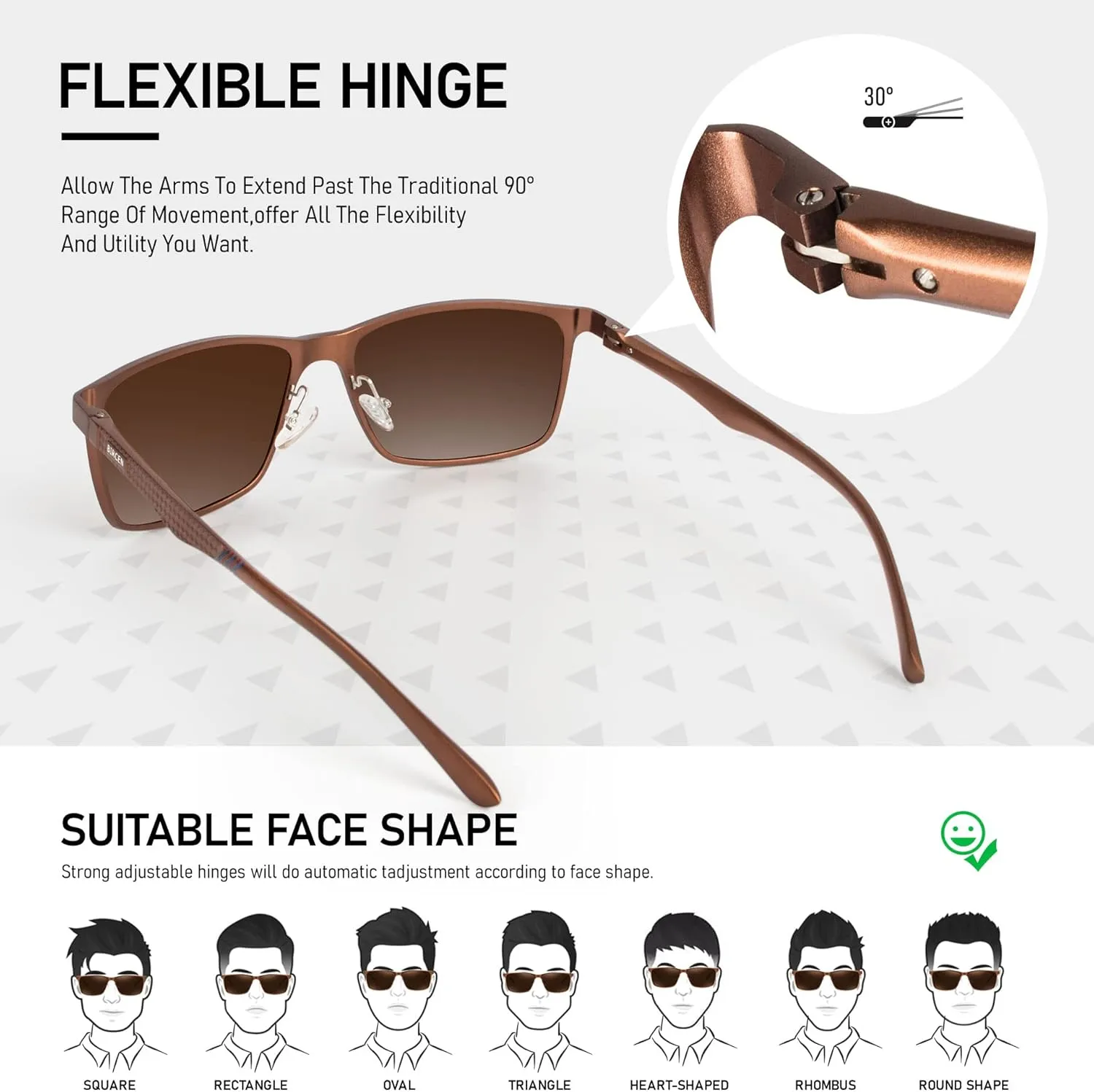 BIRCEN Mens Sunglasses Polarized UV Protection: Classic Shades for Men Driving Fishing with Al-Mg Metal Frame