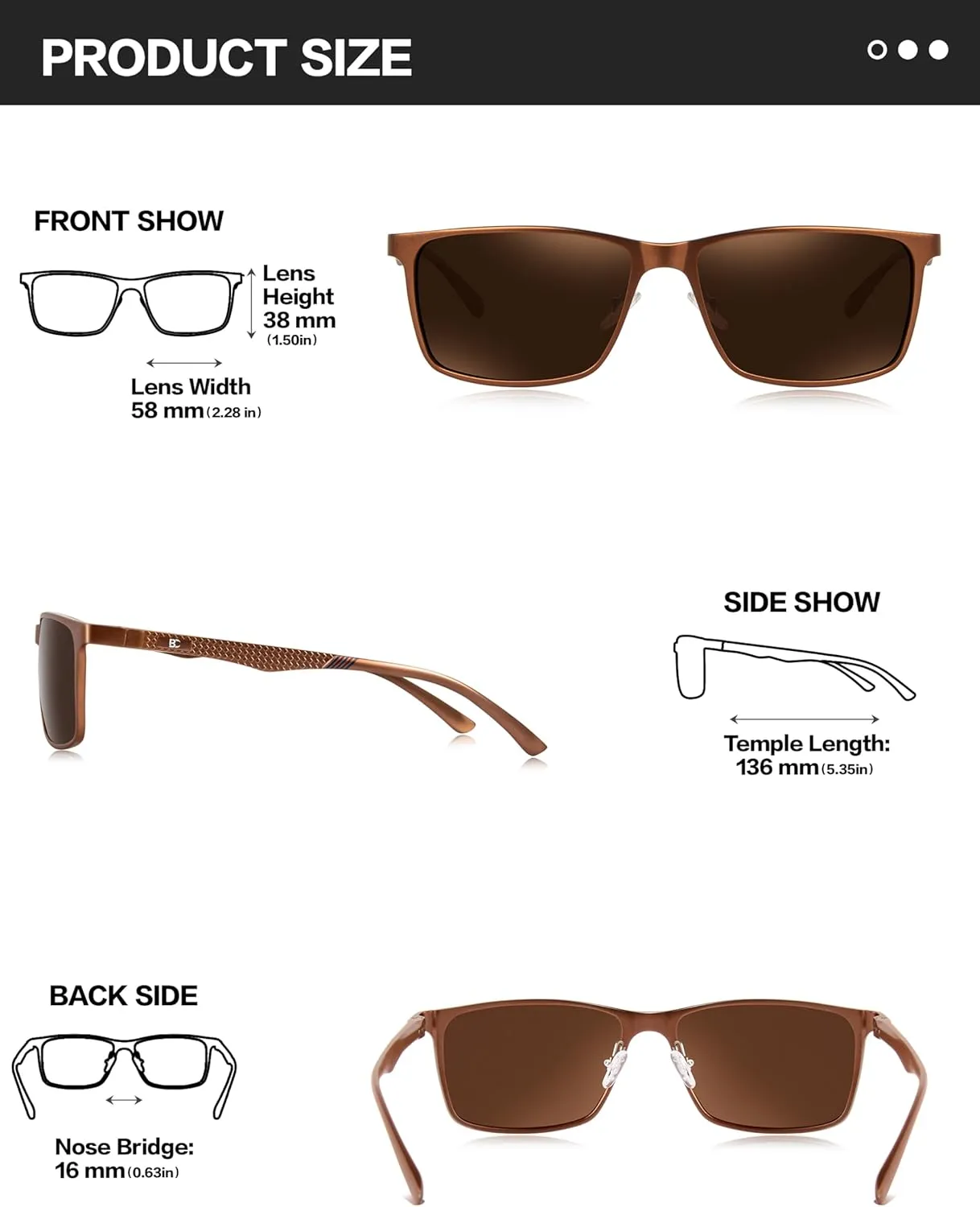 BIRCEN Mens Sunglasses Polarized UV Protection: Classic Shades for Men Driving Fishing with Al-Mg Metal Frame