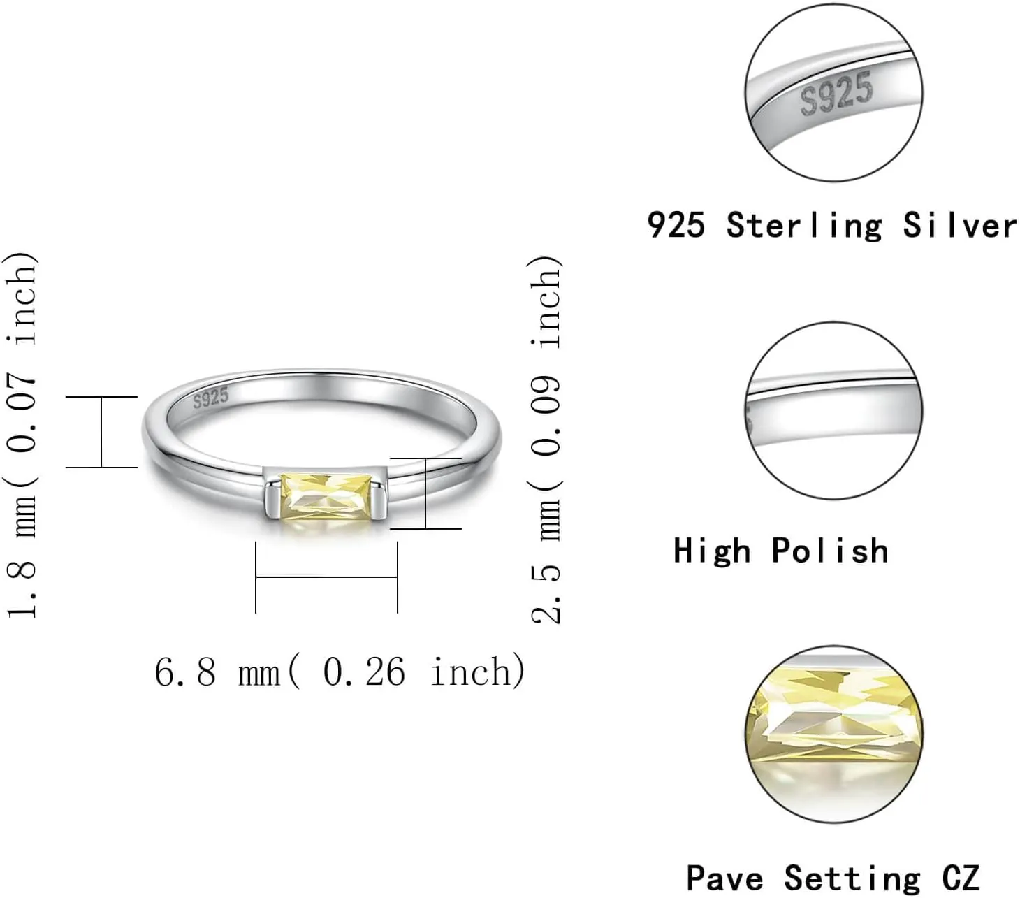 Birthstone Rings Jewelry 925 Sterling Silver Colorful Stackable Promise Ring for Women Wife Girlfriend Mom