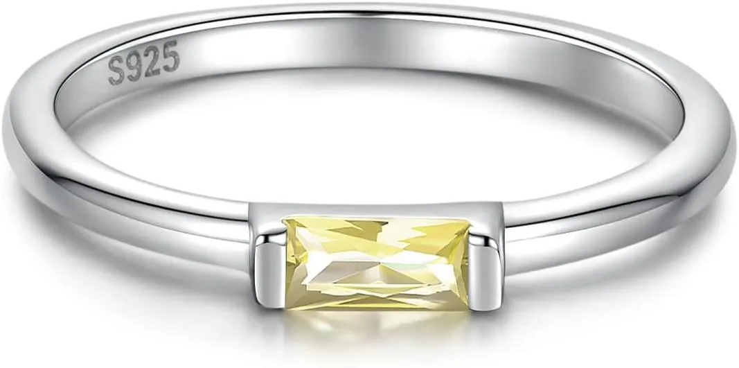 Birthstone Rings Jewelry 925 Sterling Silver Colorful Stackable Promise Ring for Women Wife Girlfriend Mom