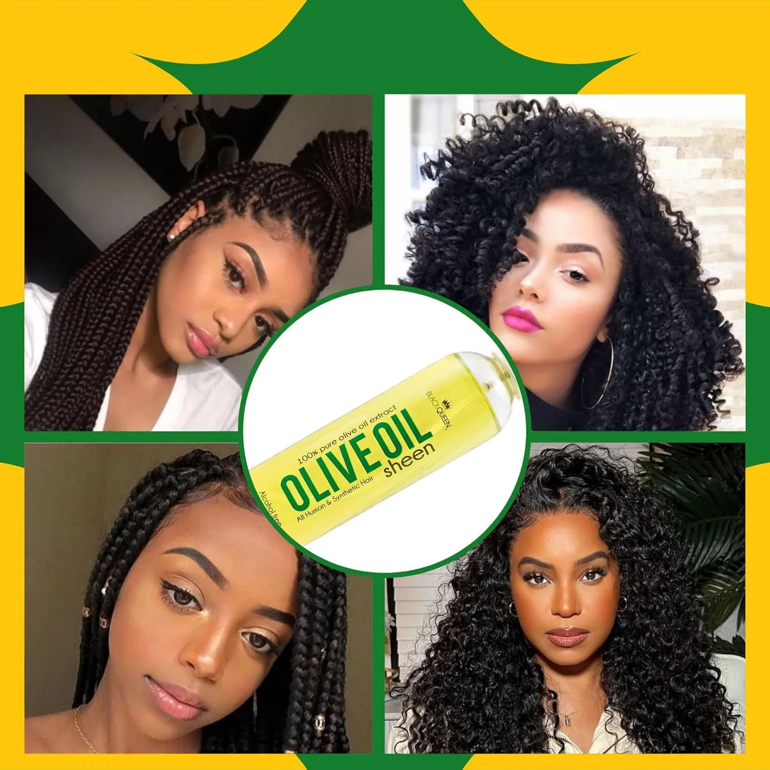 Black Queen Olive Oil Sheen Spray for Locs, Dreadlocks, Twists, Braids, Cornrows, 4C Hair - Moisturizing, Refreshing - 8 oz- Made in the USA (Pack of 2)