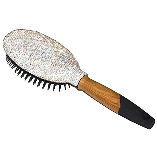 Bling Smooth and Detangle Hair Brush for Women, Girl, Wet/Dry Hair Massaging (Silver02)