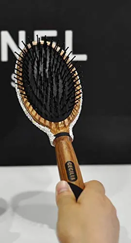Bling Smooth and Detangle Hair Brush for Women, Girl, Wet/Dry Hair Massaging (Silver02)