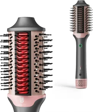 Blow Dryer Brush Hair Straightener: High Speed Hot Air Styler 110,000 RPM for Fast Drying Straightening Volumizing, One Step Volumizer with PTC Smoothing Comb Negative Ion for Silky Frizz-Free (Gold)