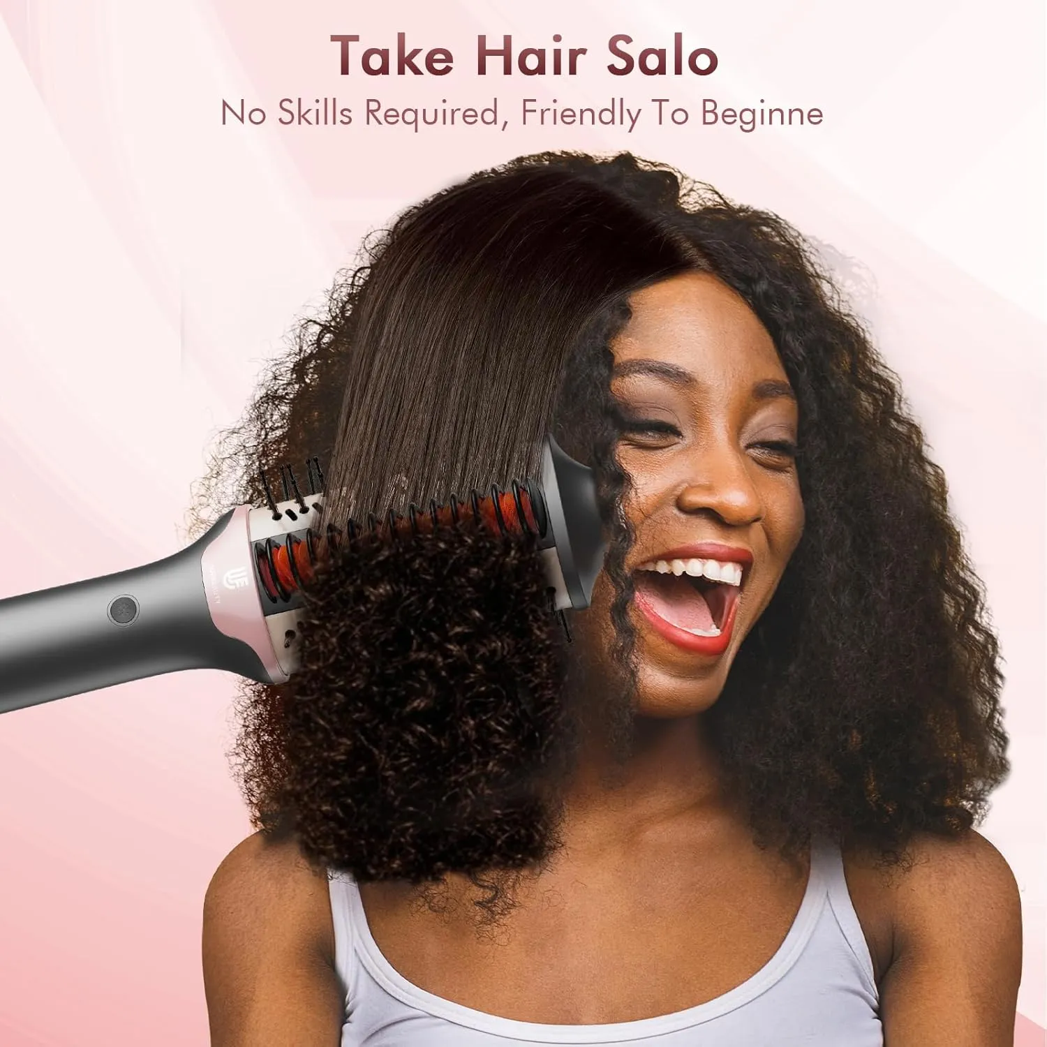 Blow Dryer Brush Hair Straightener: High Speed Hot Air Styler 110,000 RPM for Fast Drying Straightening Volumizing, One Step Volumizer with PTC Smoothing Comb Negative Ion for Silky Frizz-Free (Gold)
