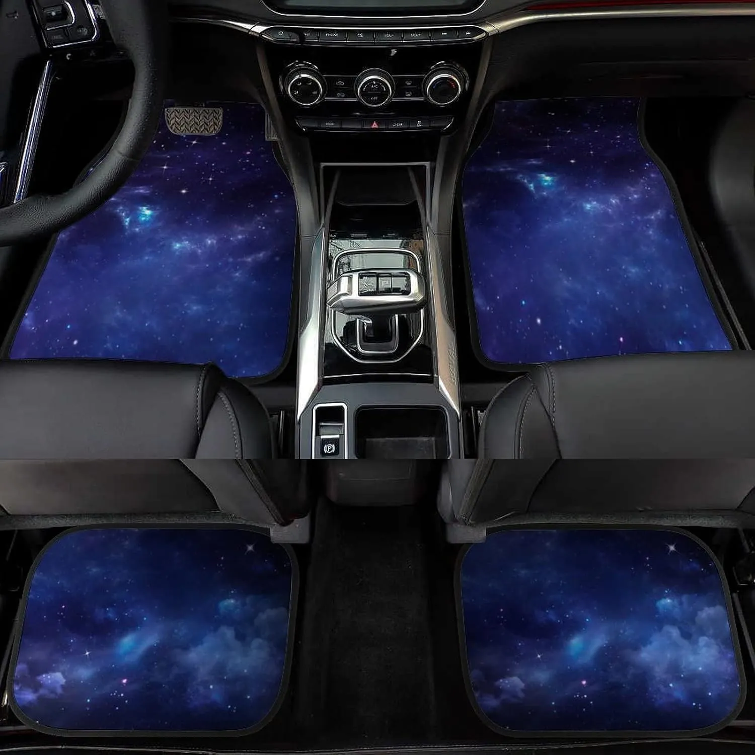 Blue Galaxy Car Floor Mats Set of 4,Beautiful Starry Night Print Outer Space Galaxy Vehicle Front Rear Carpets Non-Slip Car Floor Carpets Rugs Auto Car Accessories Universal Fit for Car SUV Truck