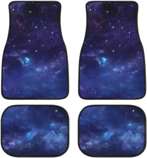Blue Galaxy Car Floor Mats Set of 4,Beautiful Starry Night Print Outer Space Galaxy Vehicle Front Rear Carpets Non-Slip Car Floor Carpets Rugs Auto Car Accessories Universal Fit for Car SUV Truck