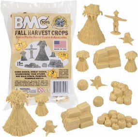 BMC Classic Marx Fall Harvest Crops - 21pc Plastic Corn Hay & Pumpkin Playset