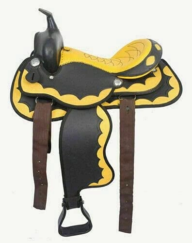 BNB International Classic Western Barrel Racing Handmade Synthetic Cordura Horse Saddle Lightweight Barrel Racing Saddle Trail Tack Equestrian Horse Saddle Tack Size 10" to 18" inches Seat SB61