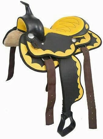 BNB International Classic Western Barrel Racing Handmade Synthetic Cordura Horse Saddle Lightweight Barrel Racing Saddle Trail Tack Equestrian Horse Saddle Tack Size 10" to 18" inches Seat SB61