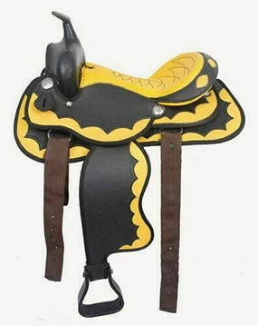 BNB International Classic Western Barrel Racing Handmade Synthetic Cordura Horse Saddle Lightweight Barrel Racing Saddle Trail Tack Equestrian Horse Saddle Tack Size 10" to 18" inches Seat SB61