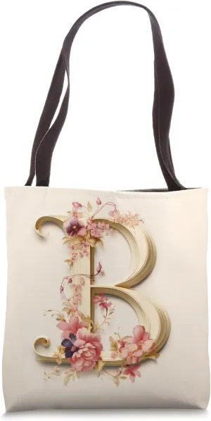 Boho Chic Floral Wreath Latter B Cute Pastel Tote Bag
