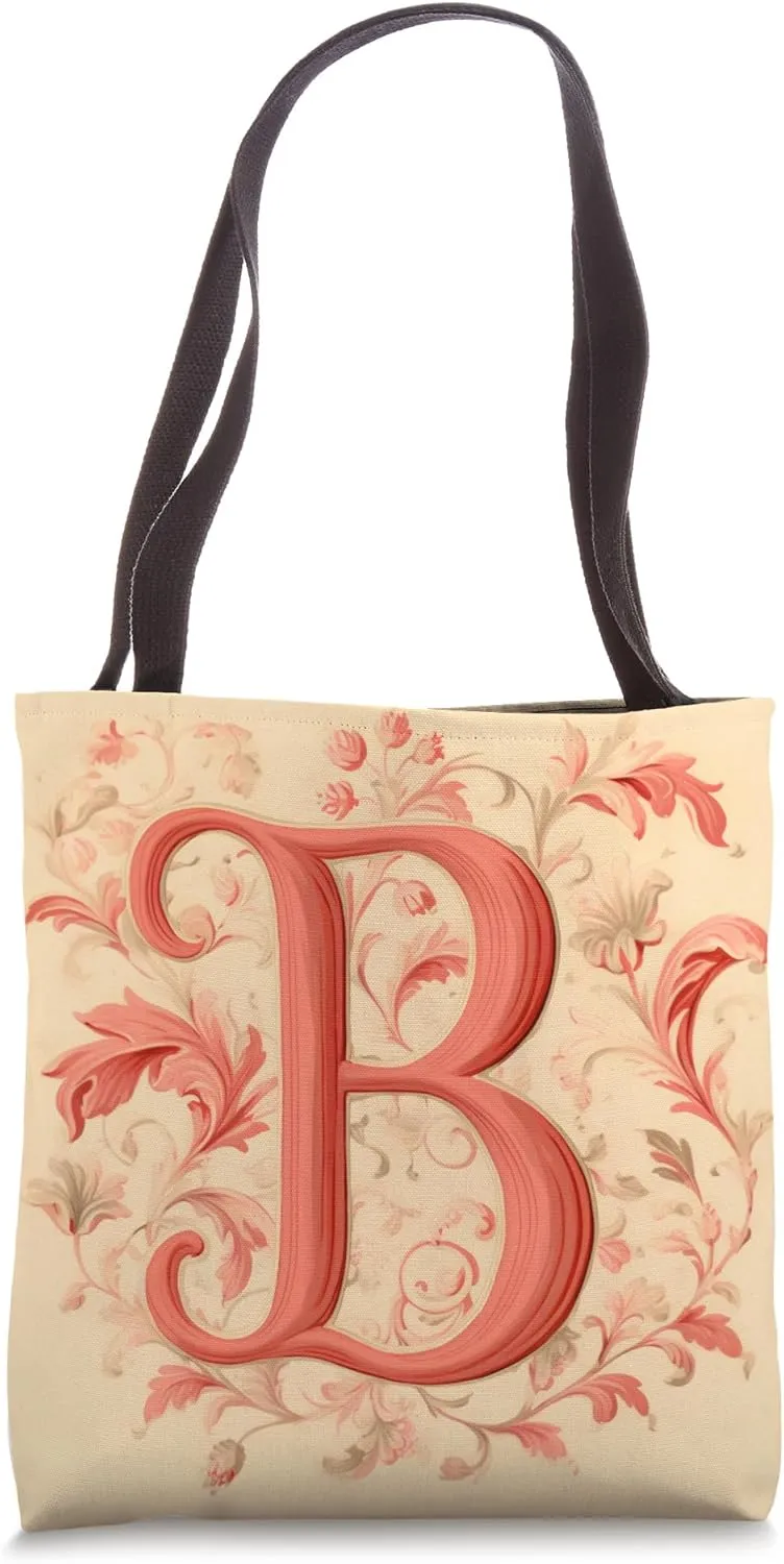 Boho Chic Floral Wreath Latter B Cute Pastel Tote Bag