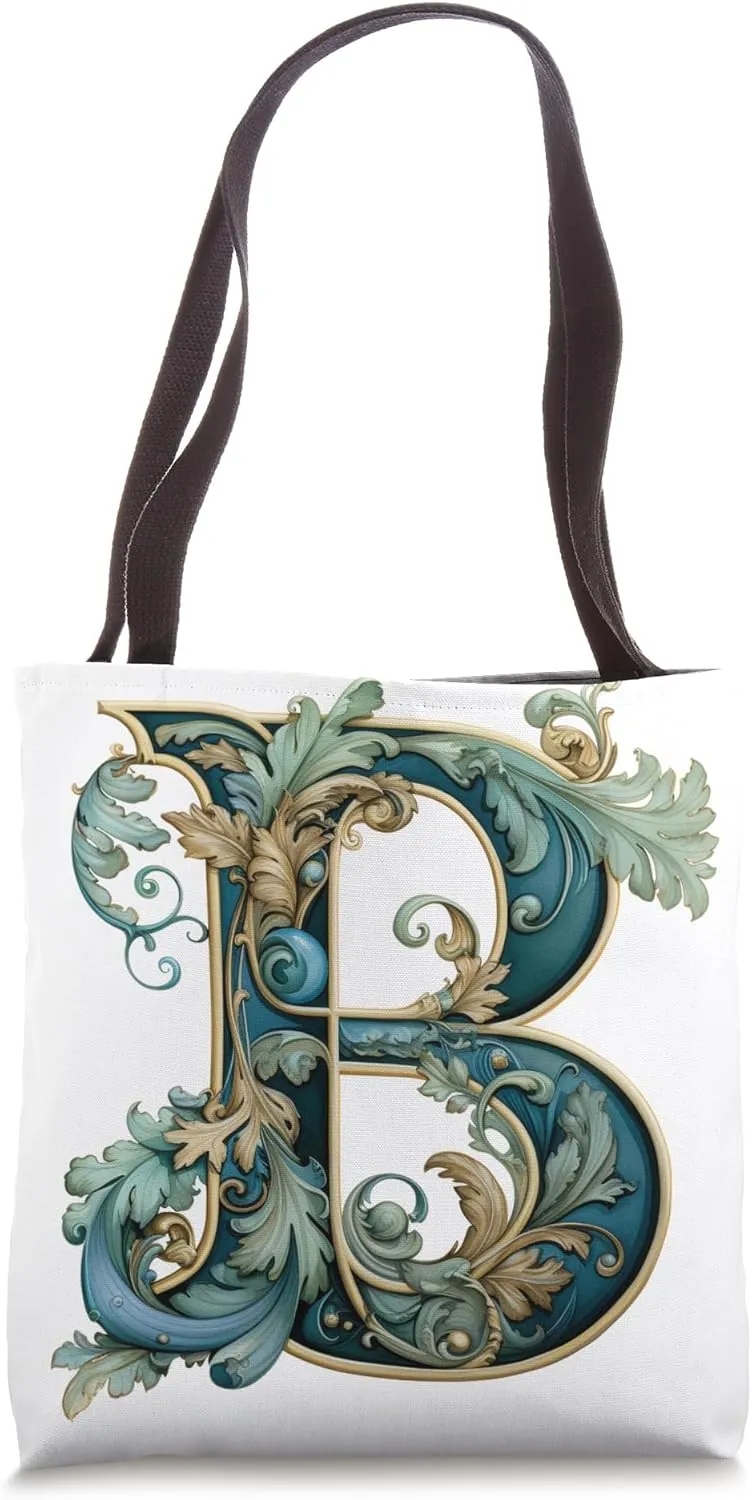 Boho Chic Floral Wreath Latter M Cute Pastel Tote Bag