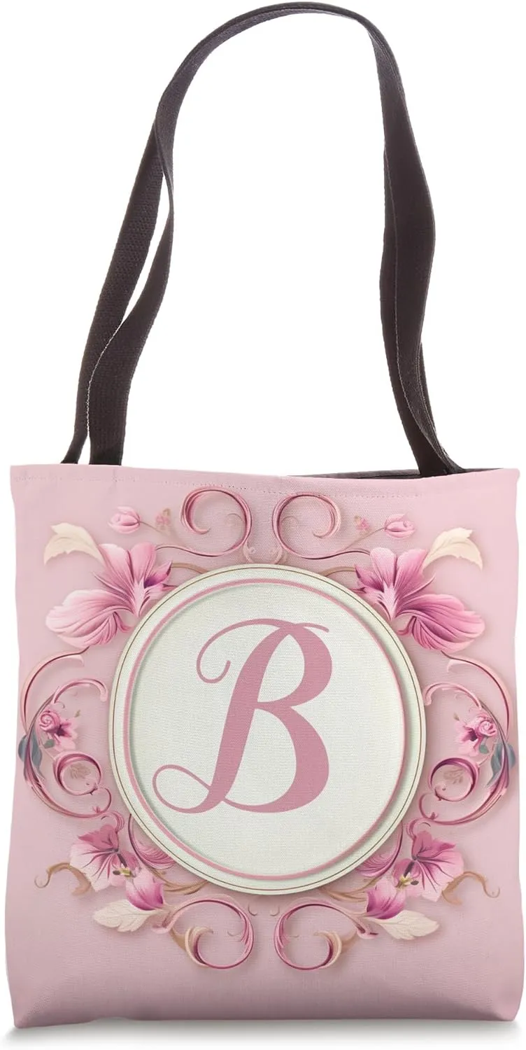 Boho Chic Floral Wreath Latter M Cute Pastel Tote Bag