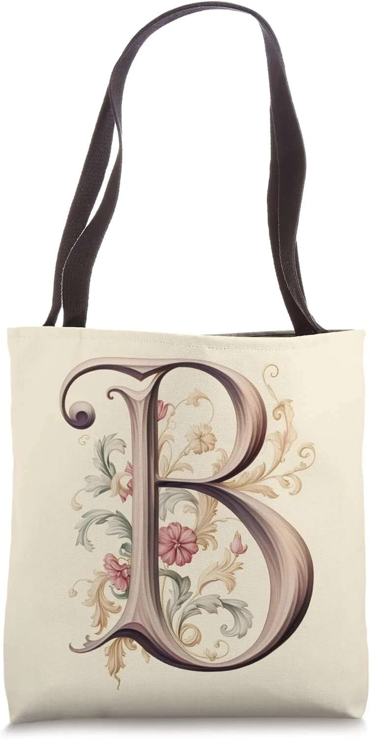 Boho Chic Floral Wreath Latter M Cute Pastel Tote Bag