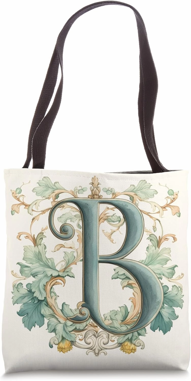 Boho Chic Floral Wreath Latter B Cute Pastel Tote Bag