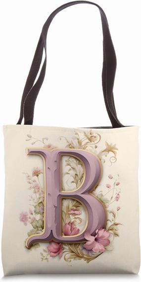 Boho Chic Floral Wreath Latter M Cute Pastel Tote Bag
