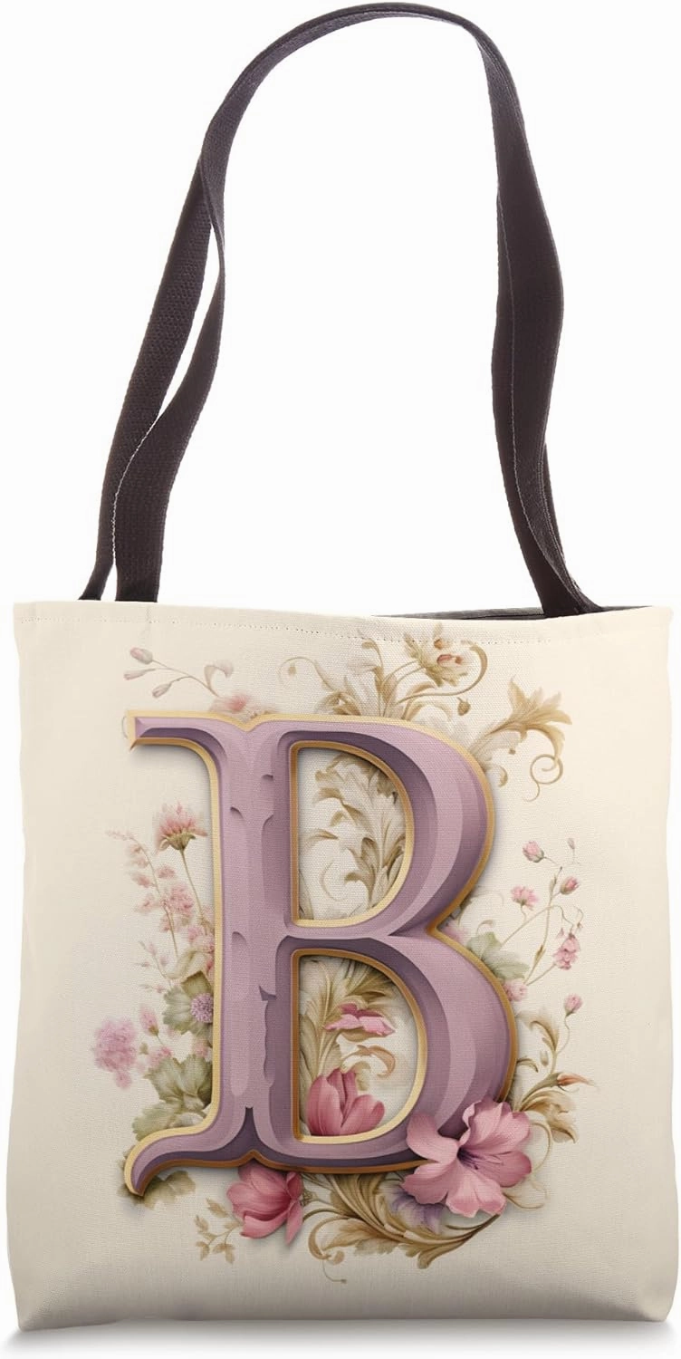 Boho Chic Floral Wreath Latter M Cute Pastel Tote Bag