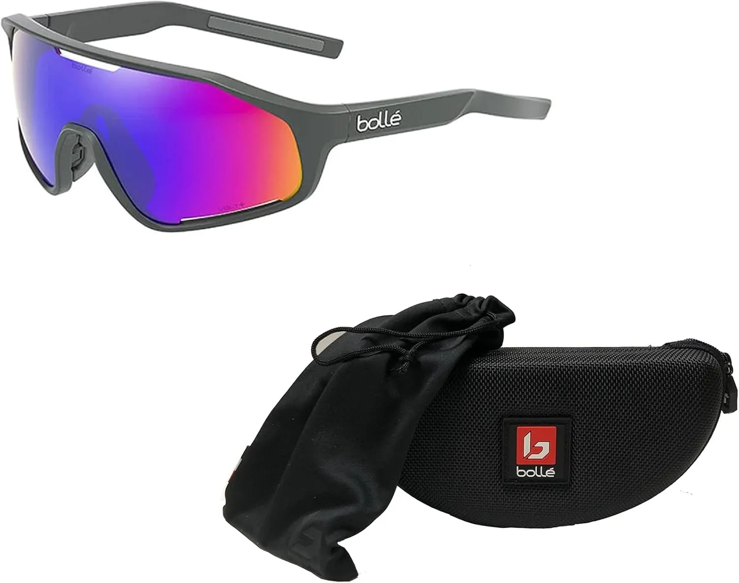 Bolle Shifter 55MM Shield Wrap Around Sunglasses for Men for Women   BUNDLE With Designer iWear Complimentary Eyewear Kit