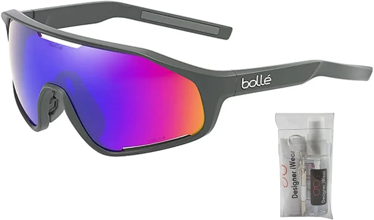 Bolle Shifter 55MM Shield Wrap Around Sunglasses for Men for Women   BUNDLE With Designer iWear Complimentary Eyewear Kit