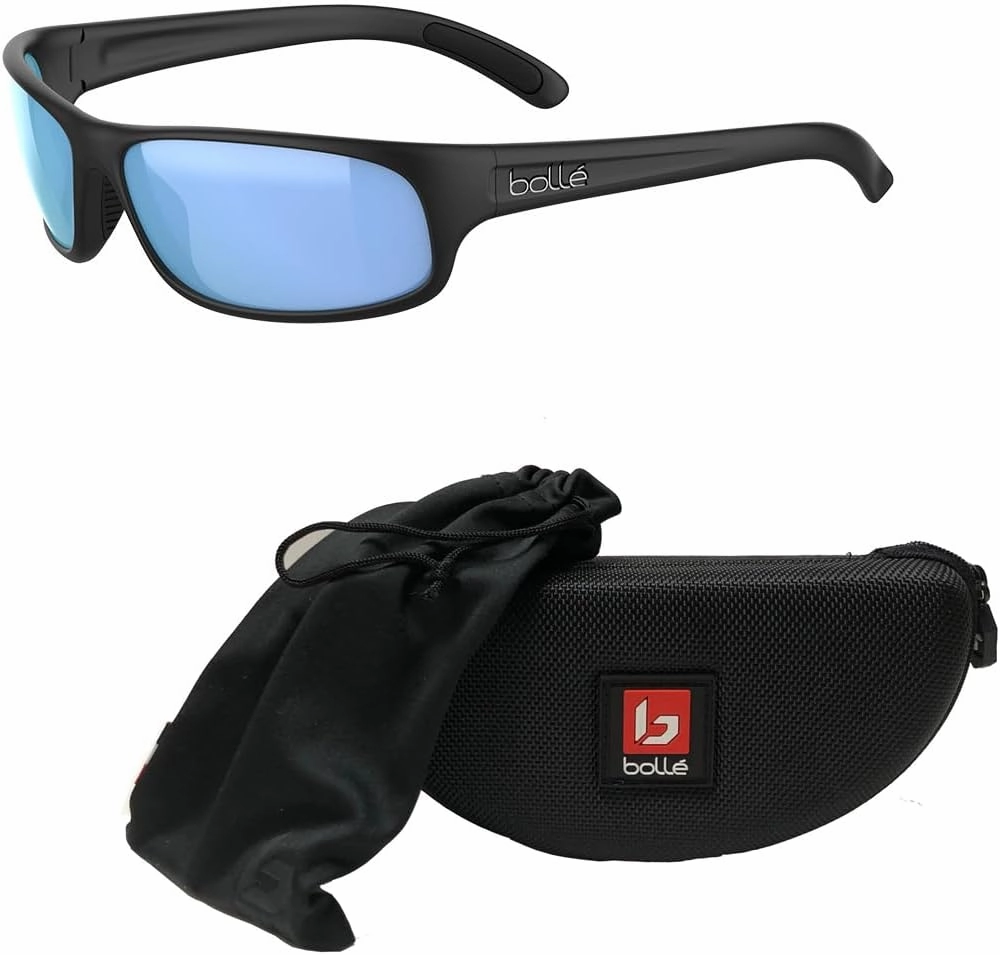 bollé Anaconda 64MM Wrap Around Sunglasses for Men   BUNDLE With Designer iWear Complimentary Eyewear Kit