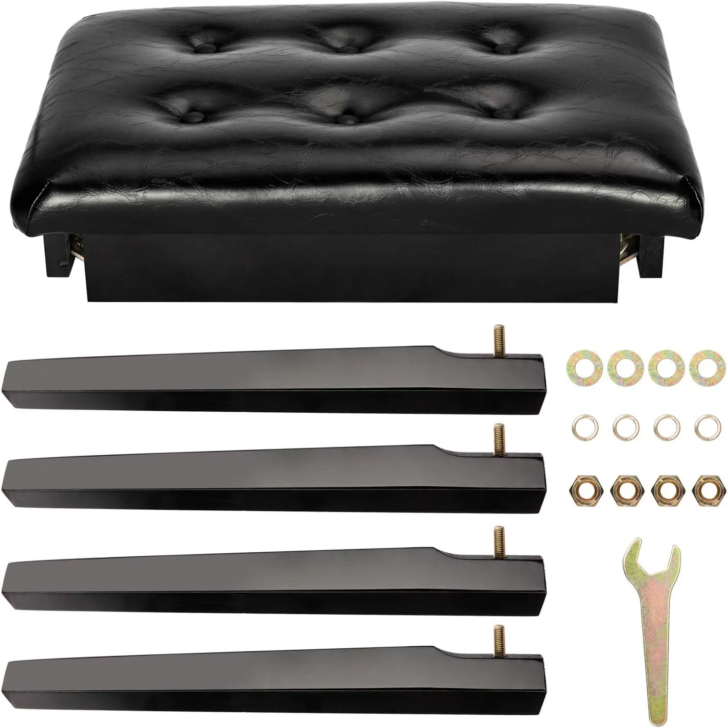 Bonnlo Padded Wooden Piano Bench with Music Storage Keyboard Stool Artist Benches Stool Tufted Seat,Black