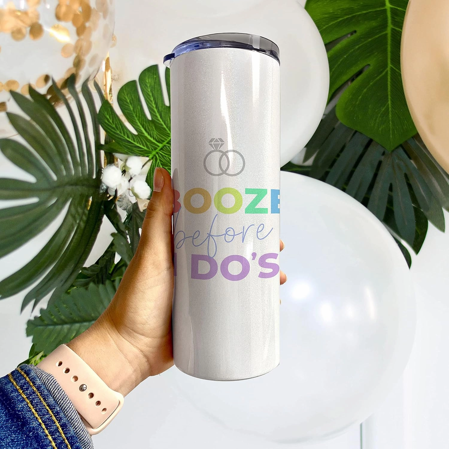 Booze Before I Do’s – Bachelorette Drinkware – One 20 oz Iridescent Stainless Steel Travel Tumbler with Straw – Double Wall Vacuum Insulation– Keep Beverages Cold For Up to 18 Hours or Hot for 6 Hours