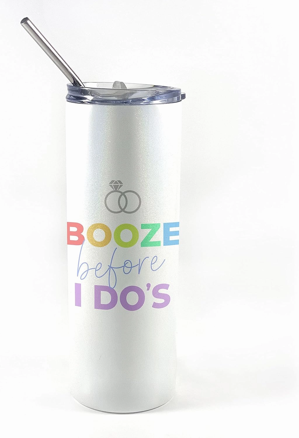 Booze Before I Do’s – Bachelorette Drinkware – One 20 oz Iridescent Stainless Steel Travel Tumbler with Straw – Double Wall Vacuum Insulation– Keep Beverages Cold For Up to 18 Hours or Hot for 6 Hours