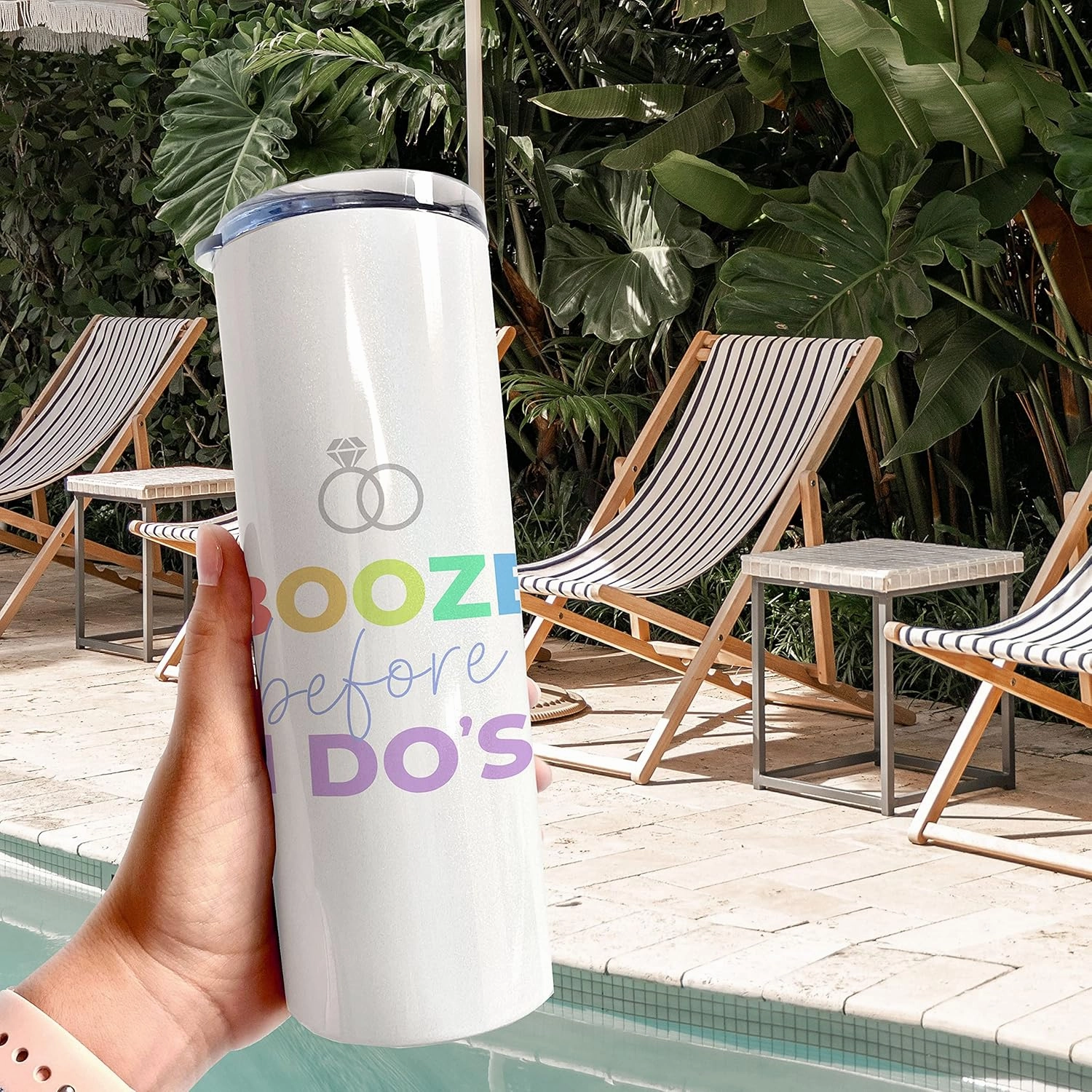 Booze Before I Do’s – Bachelorette Drinkware – One 20 oz Iridescent Stainless Steel Travel Tumbler with Straw – Double Wall Vacuum Insulation– Keep Beverages Cold For Up to 18 Hours or Hot for 6 Hours