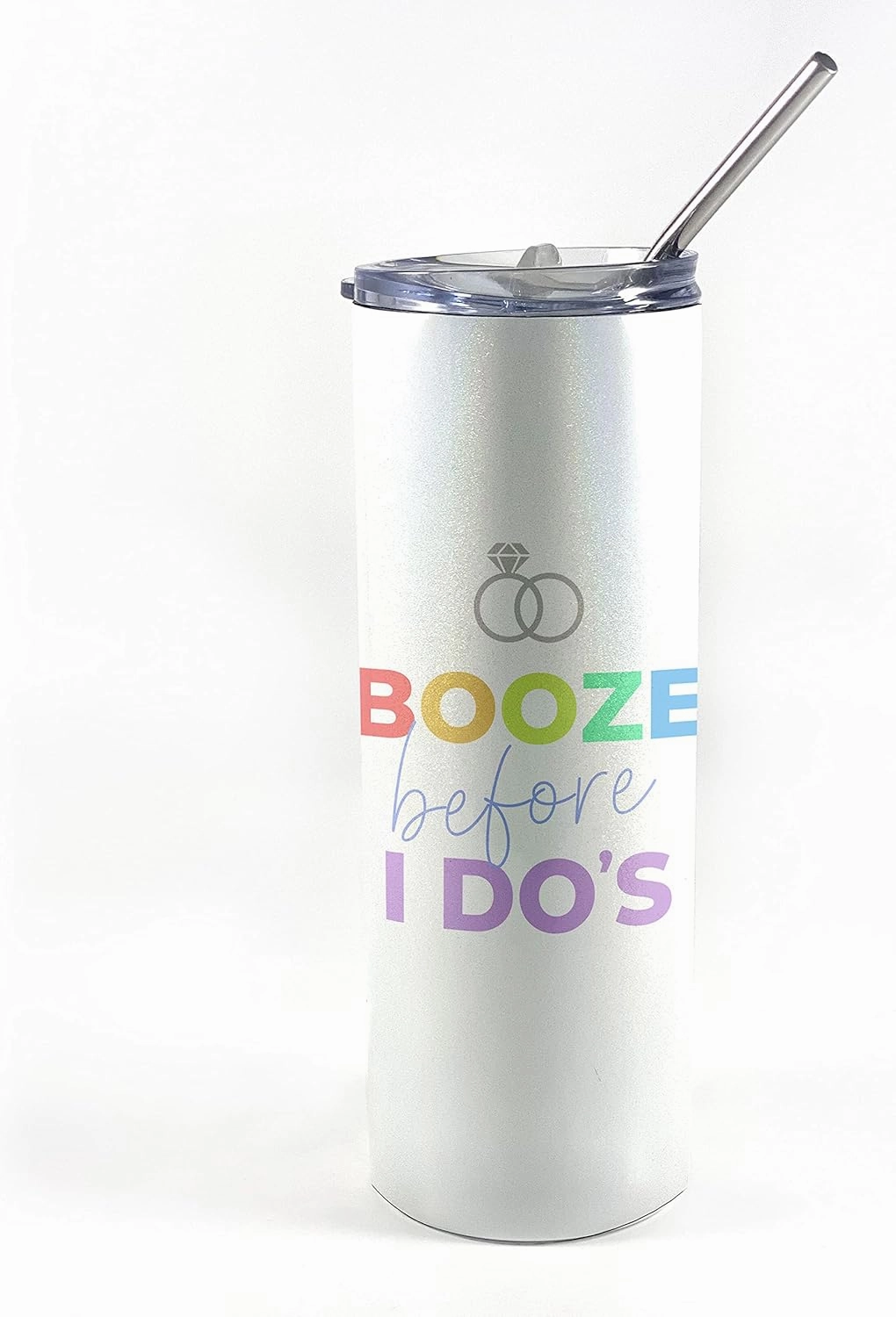 Booze Before I Do’s – Bachelorette Drinkware – One 20 oz Iridescent Stainless Steel Travel Tumbler with Straw – Double Wall Vacuum Insulation– Keep Beverages Cold For Up to 18 Hours or Hot for 6 Hours