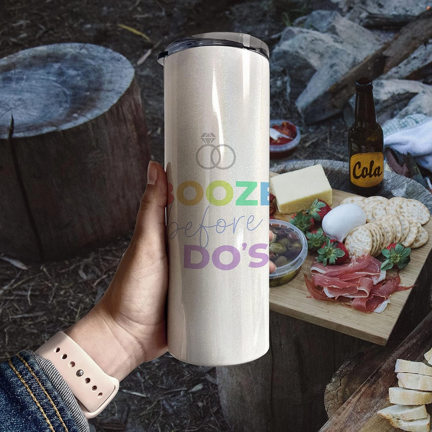 Booze Before I Do’s – Bachelorette Drinkware – One 20 oz Iridescent Stainless Steel Travel Tumbler with Straw – Double Wall Vacuum Insulation– Keep Beverages Cold For Up to 18 Hours or Hot for 6 Hours