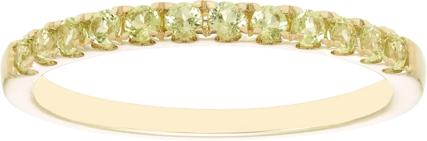 Boston Bay Diamonds 10K Gold Stackable Wedding Gemstone Anniversary Band Ring - Choice of Birthstone, Ring Size, and Yellow or White Gold