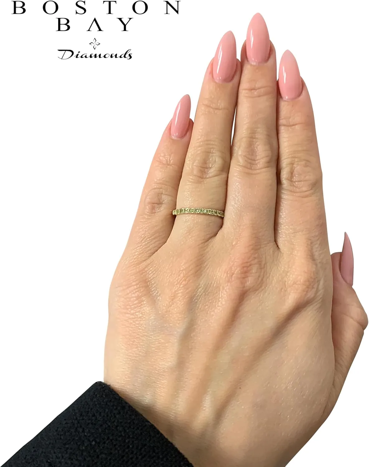 Boston Bay Diamonds 10K Gold Stackable Wedding Gemstone Anniversary Band Ring - Choice of Birthstone, Ring Size, and Yellow or White Gold