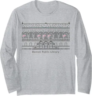 Boston, Public Library Hand drawing, USA Long Sleeve T-Shirt