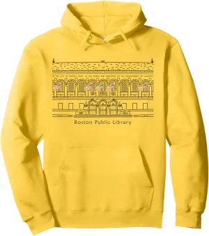 Boston, Public Library Hand drawing, USA Pullover Hoodie