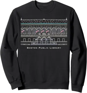 Boston, Public Library Hand drawing, USA Sweatshirt