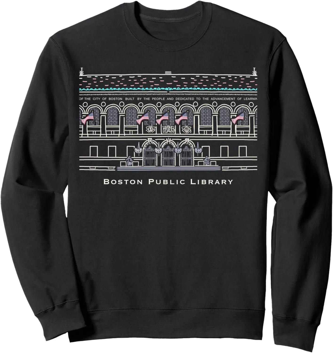 Boston, Public Library Hand drawing, USA Sweatshirt