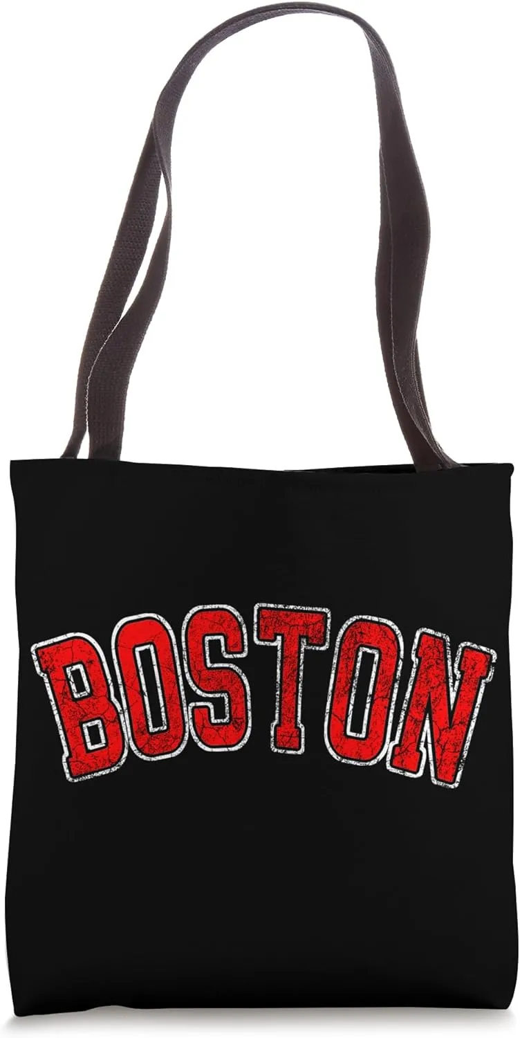 Boston Retro Red Curve Text Classic Tote Bag