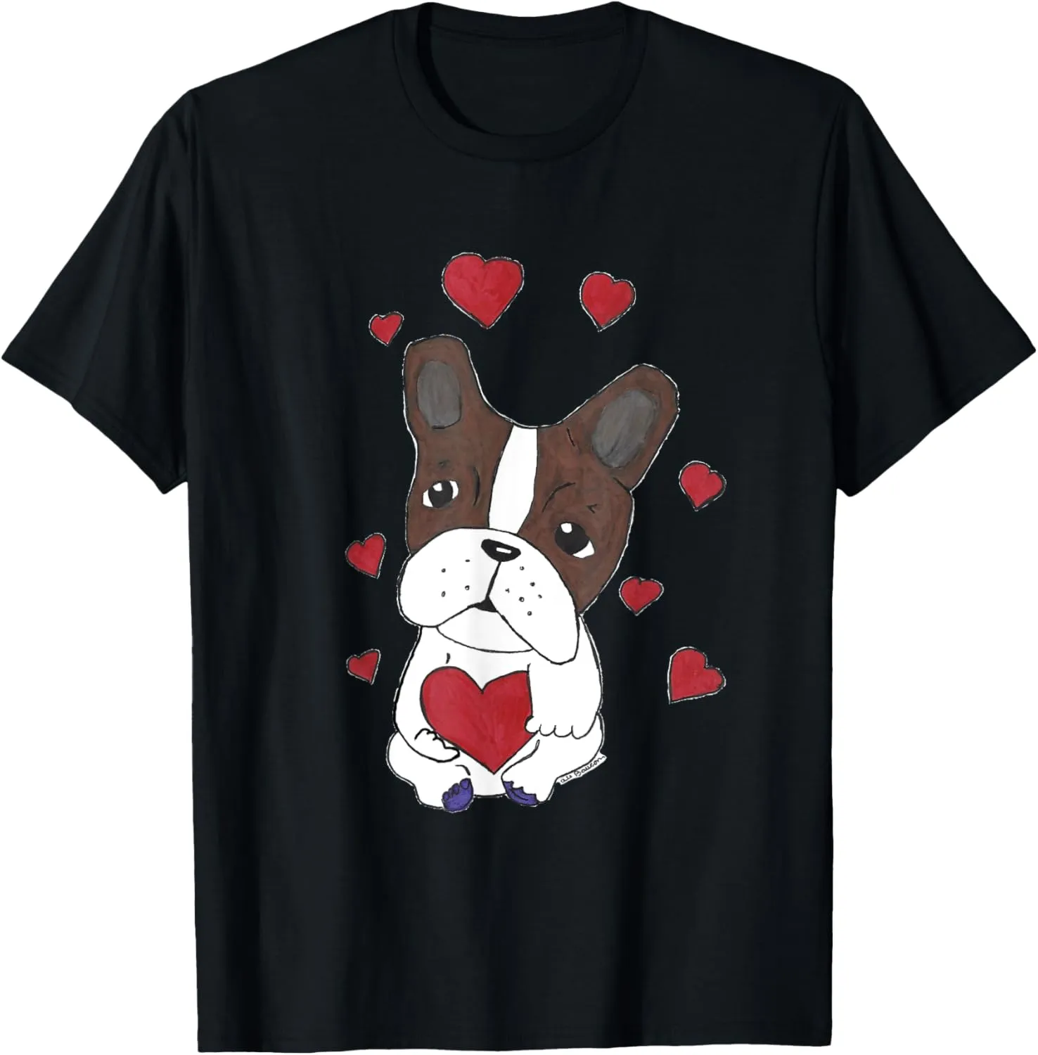 Boston Terrier Dog with Hearts T-Shirt