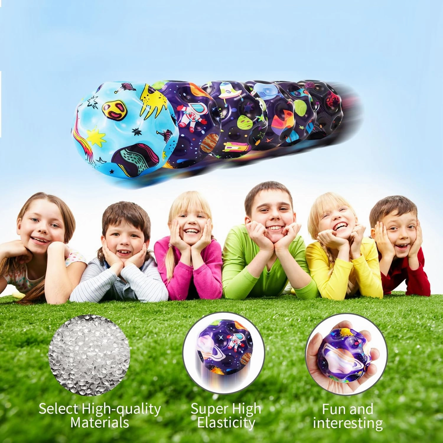Bouncy Ball, Colorful Big Super Bouncy Astro Balls, Extreme High Bouncing Balls for Kids,Fun Kids Lightweight Foam Jump Balls for Outside, Improve Hand Eye Coordination Ability (12 Pack)