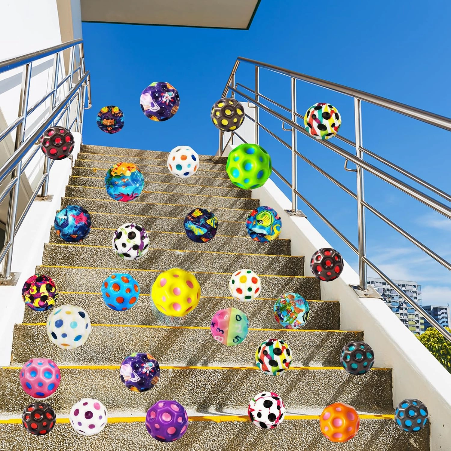 Bouncy Ball, Colorful Big Super Bouncy Astro Balls, Extreme High Bouncing Balls for Kids,Fun Kids Lightweight Foam Jump Balls for Outside, Improve Hand Eye Coordination Ability (12 Pack)