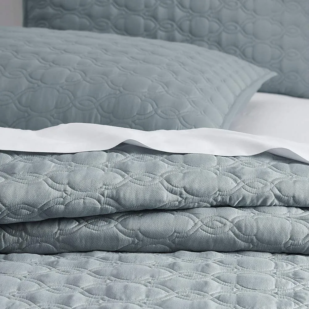 BOURINA Quilt Set Coverlet Set Quilting Bedspread 3-Piece Quilt Set Microfiber Lightweight, Queen 90" x 92" Aqua