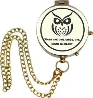 Brass Engraved Compass with Chain – Owl Quote Vintage Navigation Tool for Travel, Hiking & Gifts