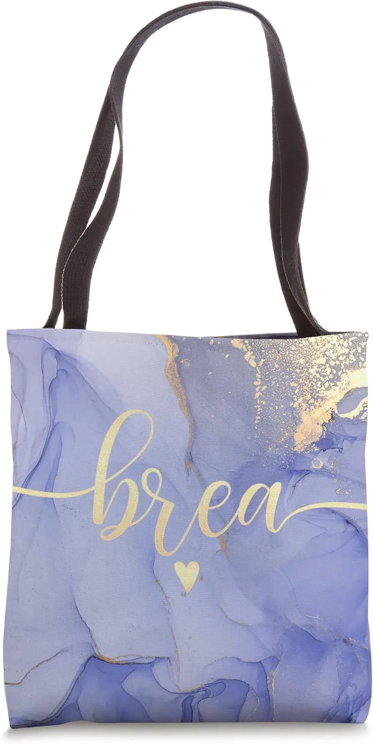 Brea Letter B Initial Cute Purple Personalized Tote Bag